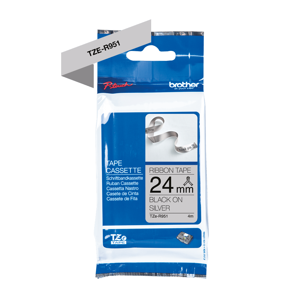 Genuine Brother TZe-R951 Ribbon Tape Cassette – Black on Silver, 24mm wide 6